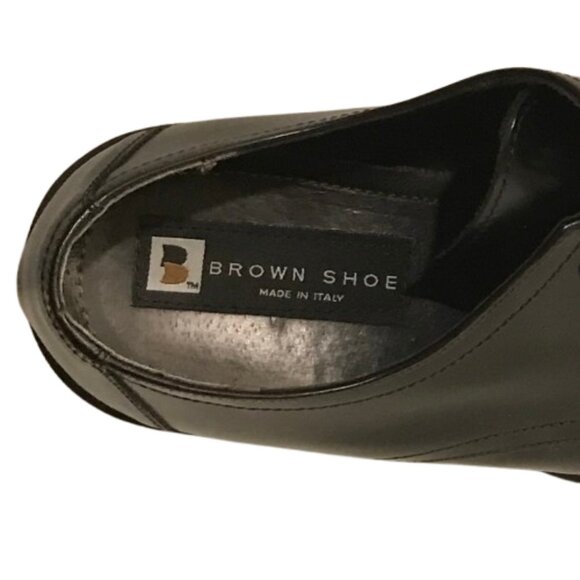 Brown Shoe Brand Mens Size 10 Black Arno Italian Leather Classic Dress Shoes